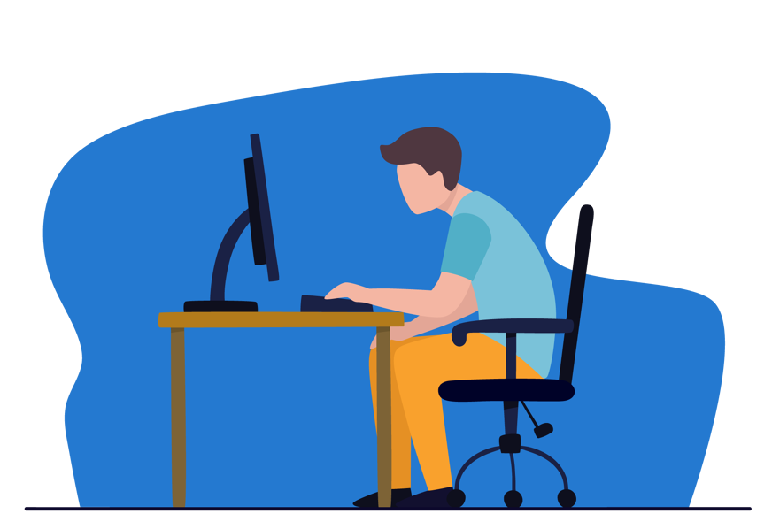 Mann sitzt am Computer